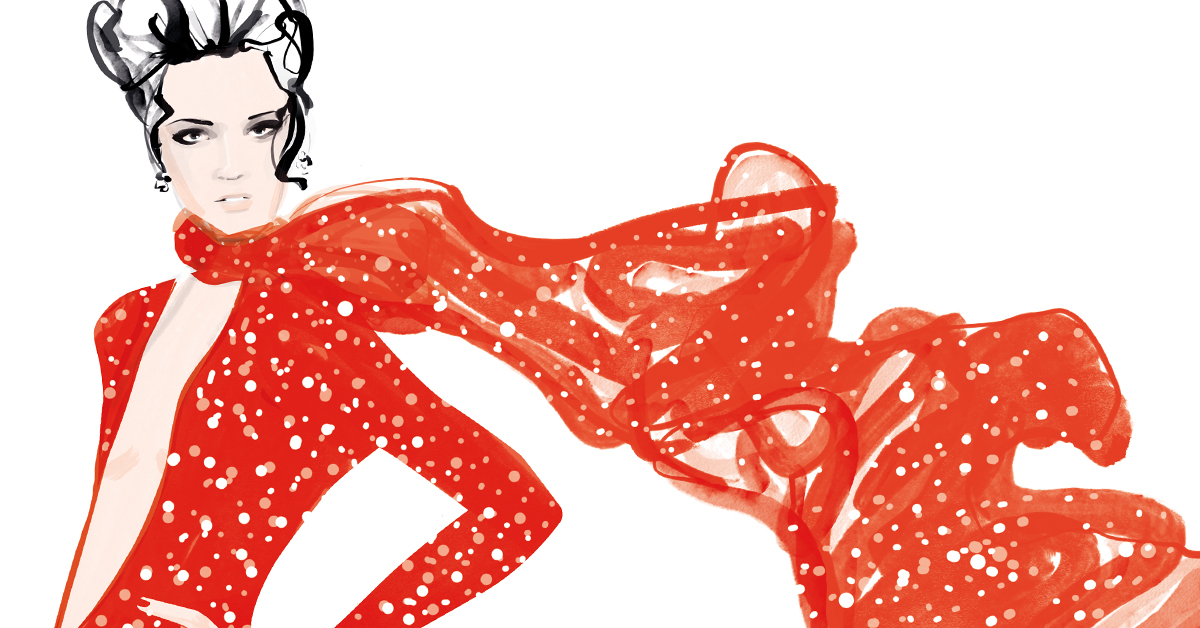 Red Dress Fashion illustration promo cards - Matt Richards Illustration